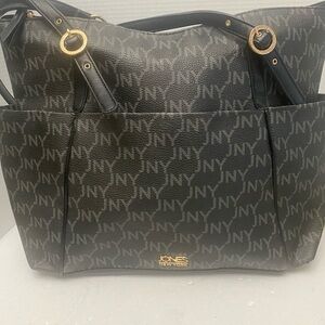 Jones New York Black and Gold Monogram Tote